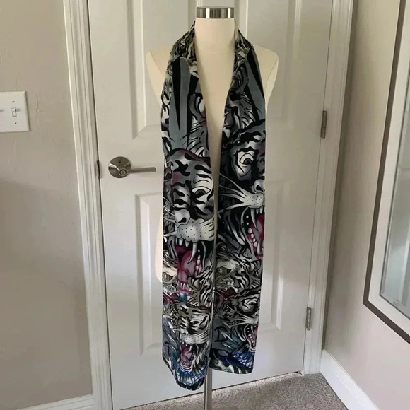 Ed Hardy by Christian Audigier, silk tiger print scarf - Picture 5 of 6